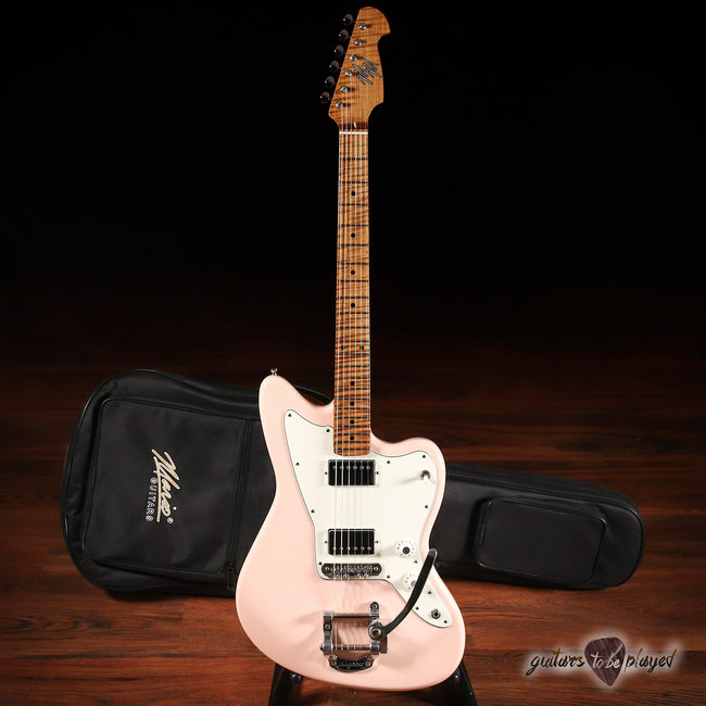 Mario Guitars Mario Martin Guitars Jazz Bastard AAA Flame Maple, El Rayos &  Bigsby –Shell Pink