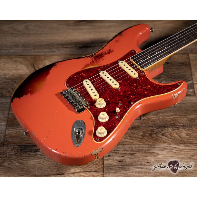 Shabat Lynx Alder S-Style w/ Flame Roasted Maple Neck – Fiesta Red Over 3TSB