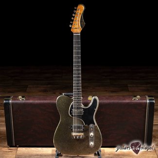 Shabat Guitars Shabat Lion Special Korina Body w/ Roasted Flame Maple & Ebony – Black Sparkle
