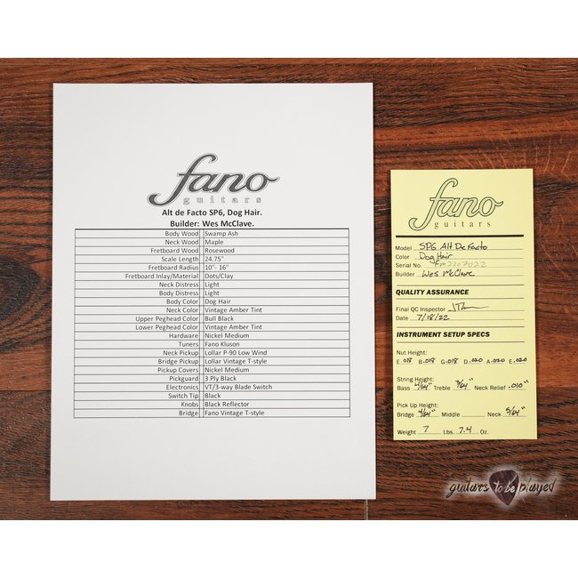 Fano SP6 Alt De Facto Swamp Ash Guitar w/ Lollar P-90 & Vintage T – Dog Hair