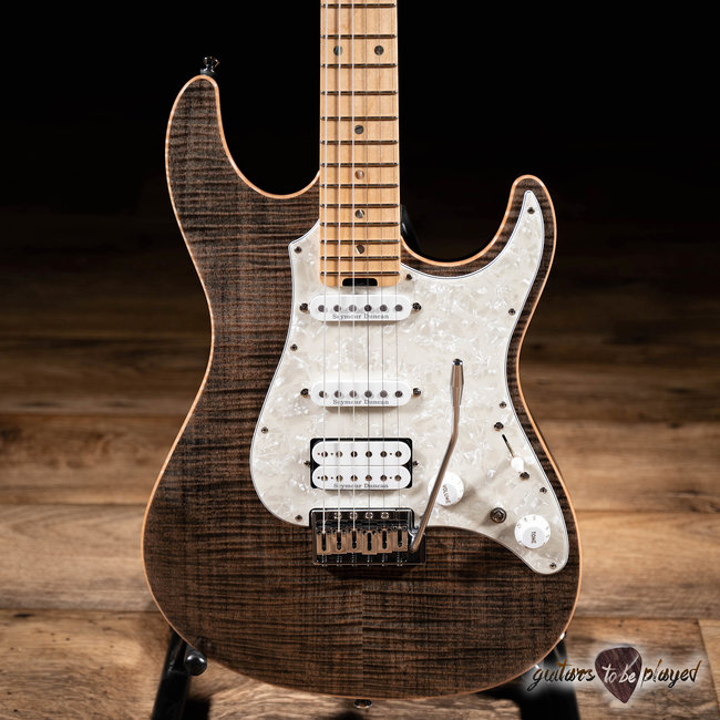 ESP Japan Original Snapper CTM Flamed Top Maple Neck Guitar – See Thru Black