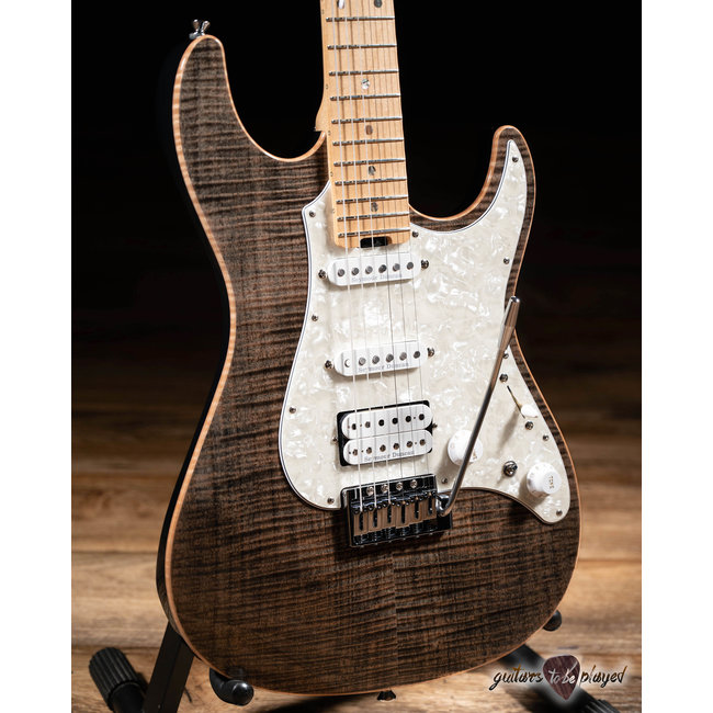 ESP Japan Original Snapper CTM Flamed Top Maple Neck Guitar – See Thru Black