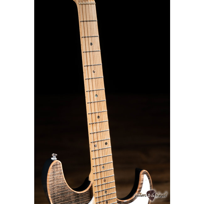 ESP Japan Original Snapper CTM Flamed Top Maple Neck Guitar – See Thru Black