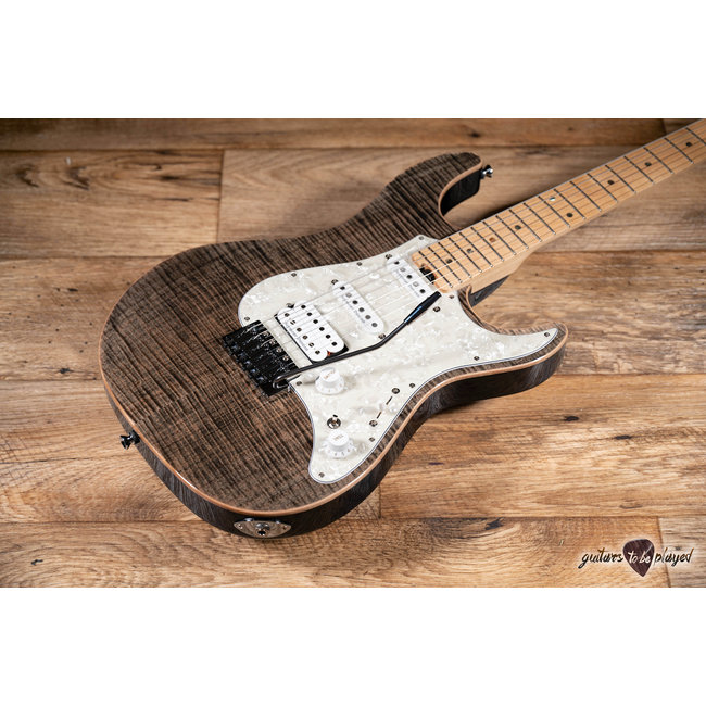 ESP Japan Original Snapper CTM Flamed Top Maple Neck Guitar – See Thru Black