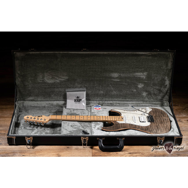ESP Japan Original Snapper CTM Flamed Top Maple Neck Guitar – See Thru Black
