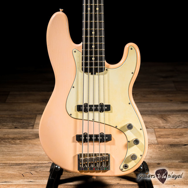 Shabat Tiger 5 String J-Bass w/ Lollars & Ebony Fretboard – Shell Pink