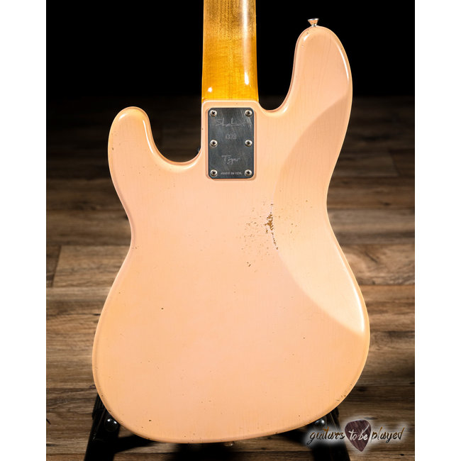 Shabat Tiger 5 String J-Bass w/ Lollars & Ebony Fretboard – Shell Pink