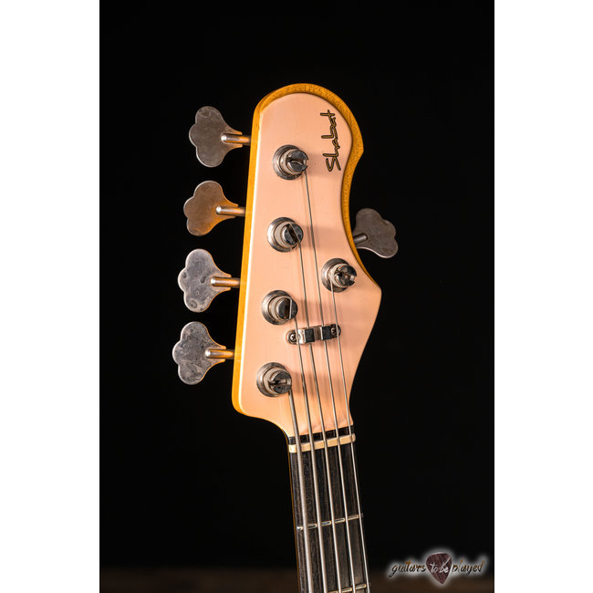 Shabat Tiger 5 String J-Bass w/ Lollars & Ebony Fretboard – Shell Pink