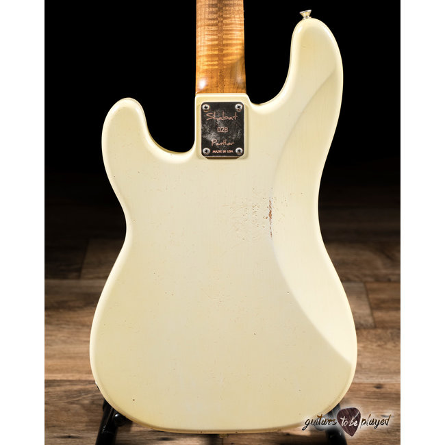 Shabat Panther PJ Bass w/ Roasted Flame Maple & Ebony – Olympic White