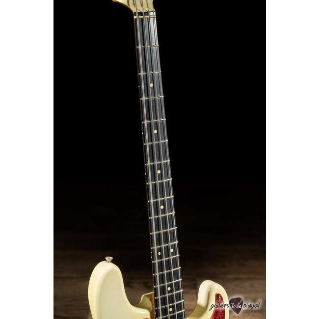 Shabat Panther PJ Bass w/ Roasted Flame Maple & Ebony – Olympic White