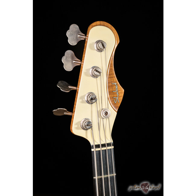 Shabat Panther PJ Bass w/ Roasted Flame Maple & Ebony – Olympic White