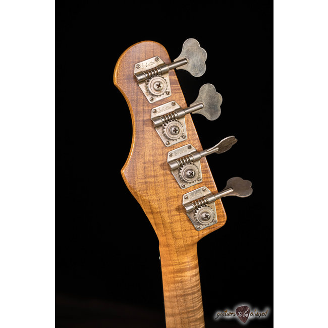 Shabat Panther PJ Bass w/ Roasted Flame Maple & Ebony – Olympic White