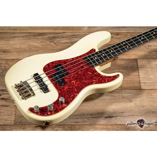 Shabat Panther PJ Bass w/ Roasted Flame Maple & Ebony – Olympic White