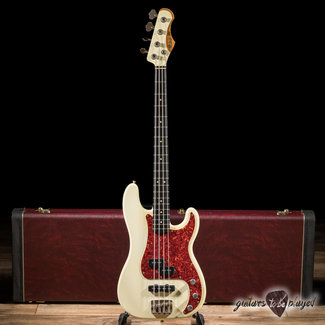 Shabat Guitars Shabat Panther PJ Bass w/ Roasted Flame Maple & Ebony – Olympic White