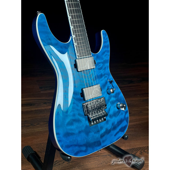 ESP LTD MH-1000 QM Fishman Fluence Floyd Rose Guitar – Black Ocean