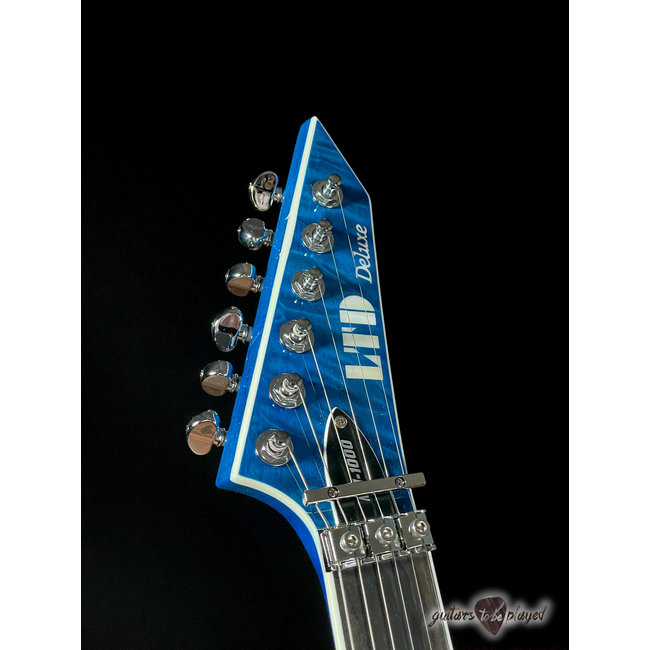 ESP LTD MH-1000 QM Fishman Fluence Floyd Rose Guitar – Black Ocean