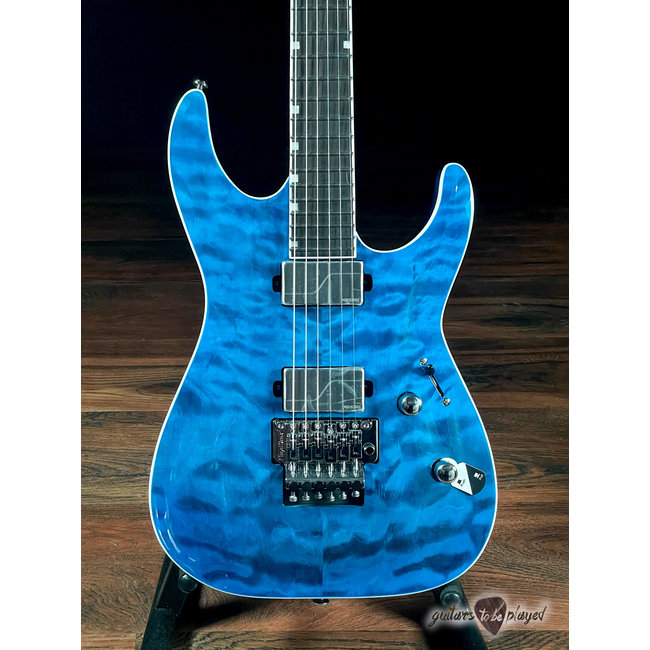 ESP LTD MH-1000 QM Fishman Fluence Floyd Rose Guitar – Black Ocean