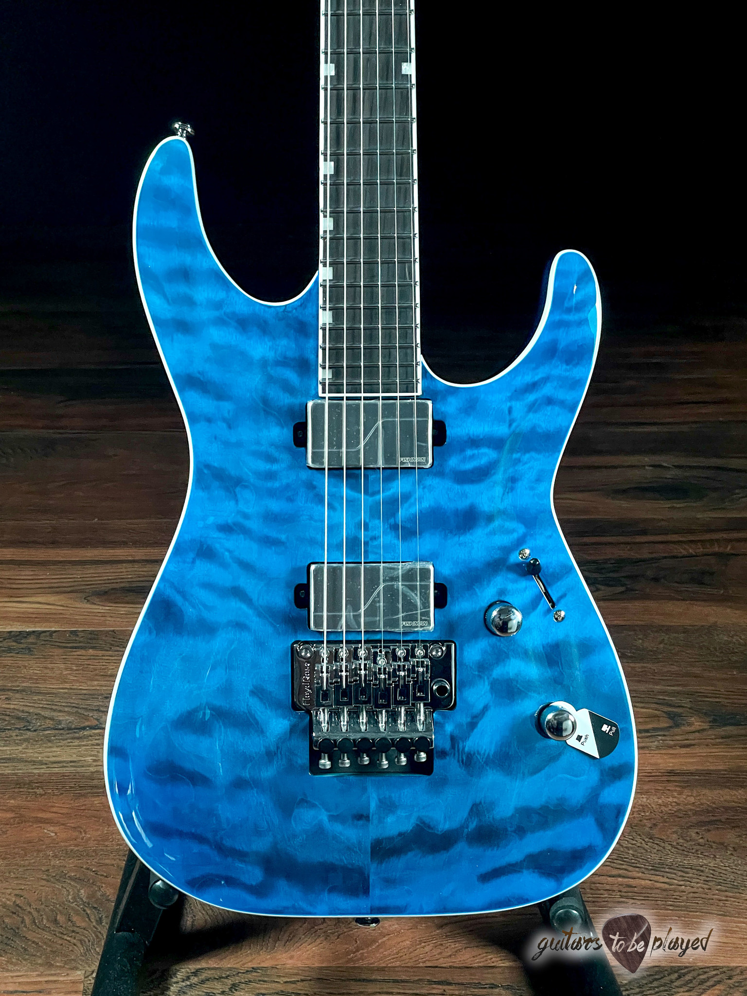 ESP LTD MH1000 QM Fishman Fluence Floyd Rose Guitar Black Ocean