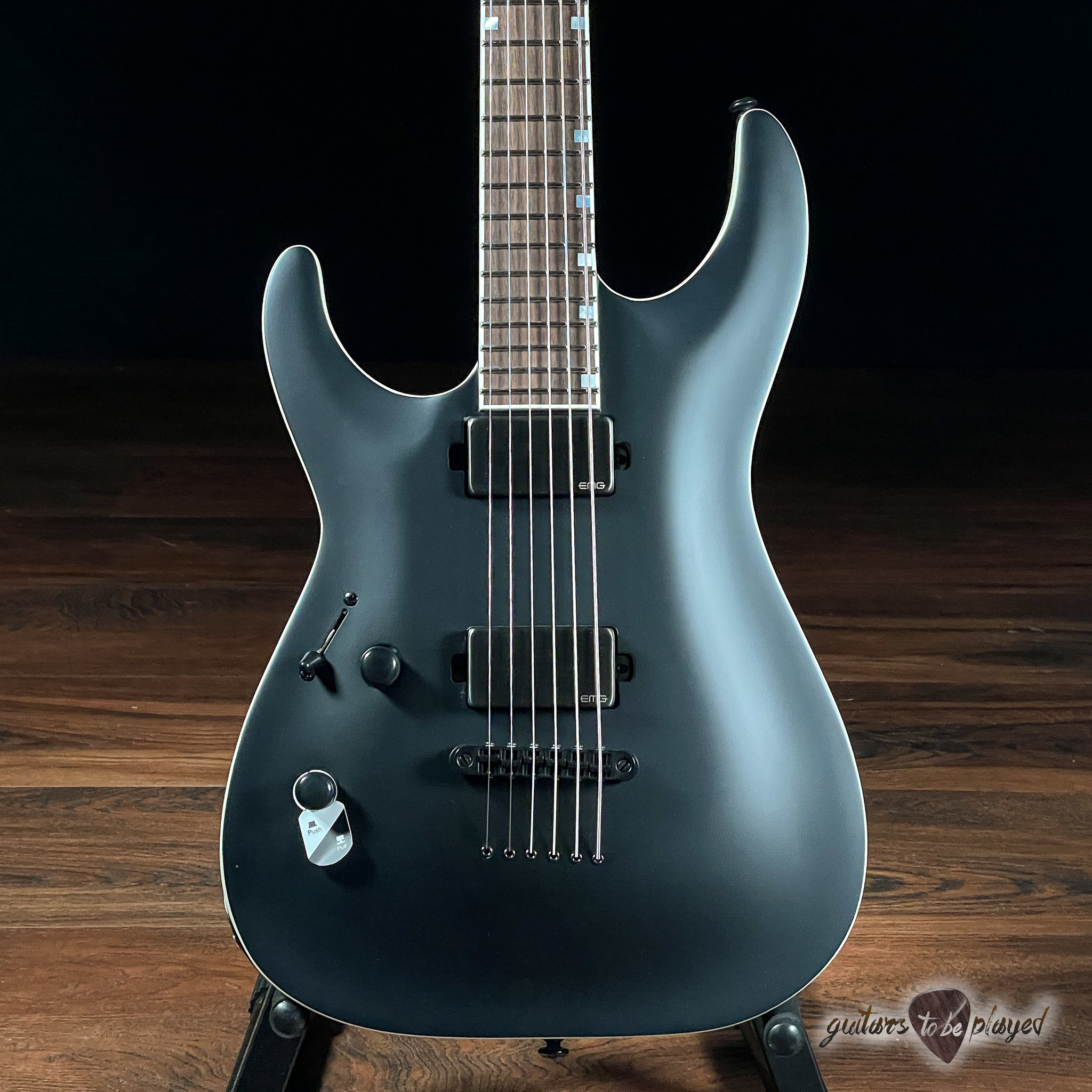 ESP LTD MH1000 Baritone LH LeftHanded EMG Guitar Black Satin