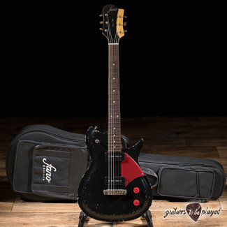 Fano Guitars Fano RB6 Oltre P-90 Red Plexi Pickguard Guitar w/ Gigbag - Black