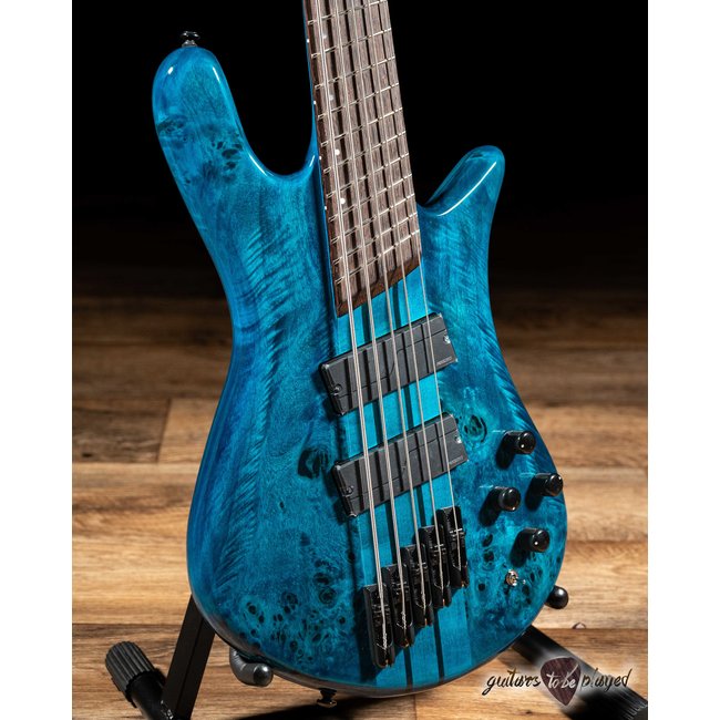 Spector NS Dimension 5 String Multi-Scale Bass w/ Gigbag – Black & Blue Gloss