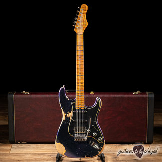 Shabat Guitars Shabat Lynx HSS Alder S-Style w/ Flame Roasted Maple – Cosmic Blue