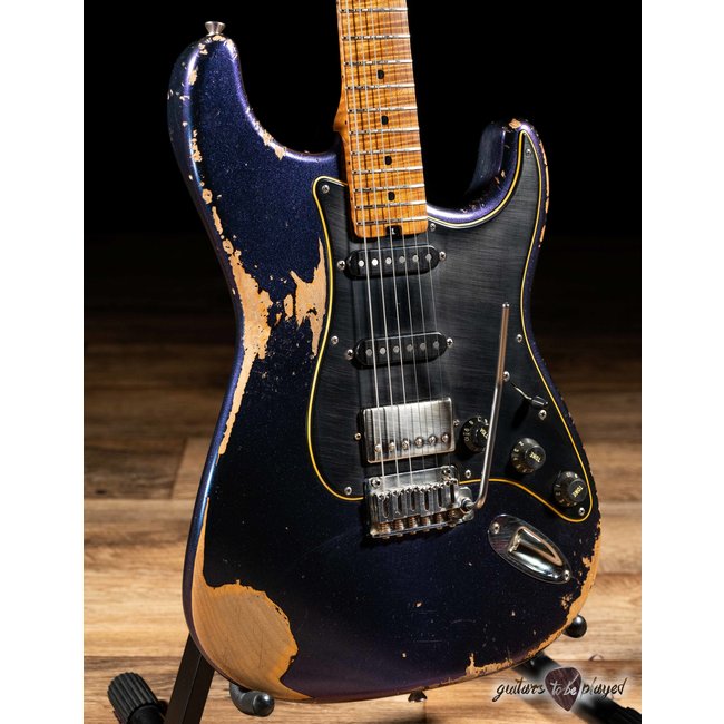 Shabat Lynx HSS Alder S-Style w/ Flame Roasted Maple – Cosmic Blue