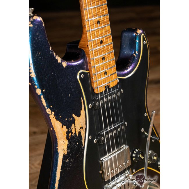 Shabat Lynx HSS Alder S-Style w/ Flame Roasted Maple – Cosmic Blue