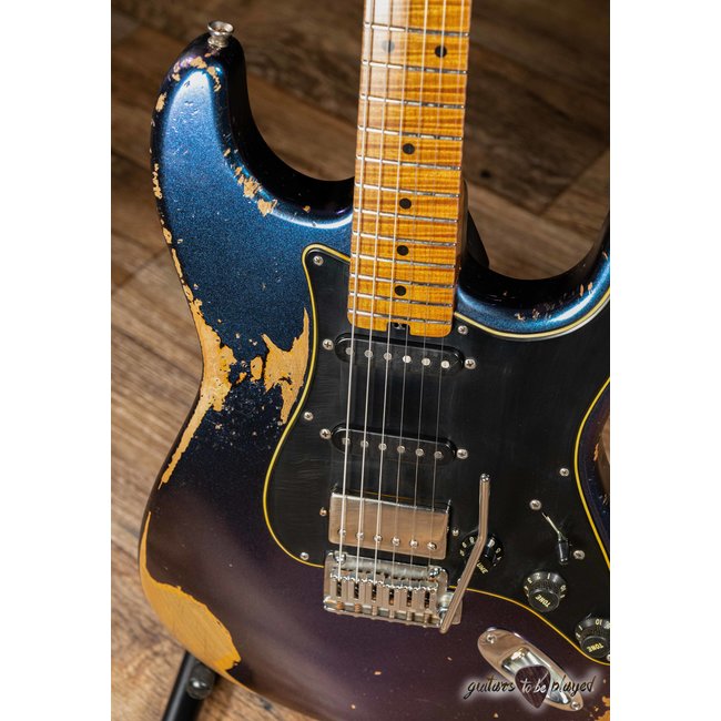 Shabat Lynx HSS Alder S-Style w/ Flame Roasted Maple – Cosmic Blue