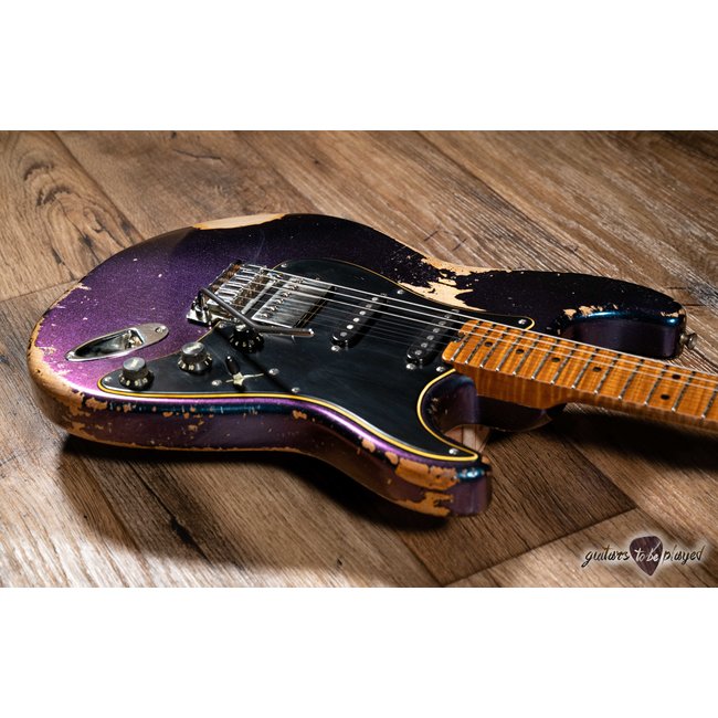 Shabat Lynx HSS Alder S-Style w/ Flame Roasted Maple – Cosmic Blue