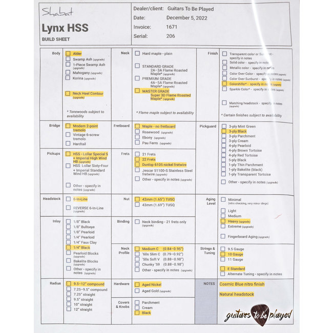 Shabat Lynx HSS Alder S-Style w/ Flame Roasted Maple – Cosmic Blue