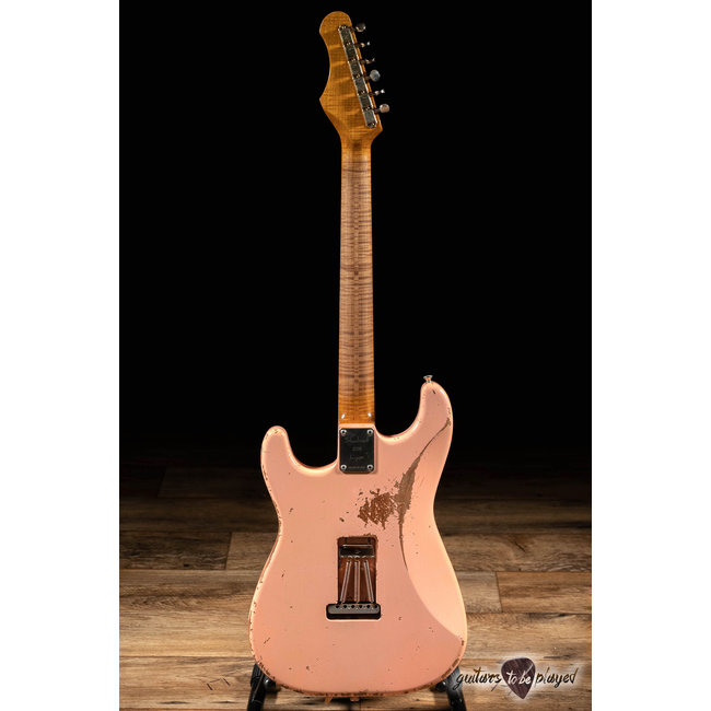 Shabat Lynx HSS Alder S-Style w/ Flame Roasted Maple & Rosewood – Shell Pink