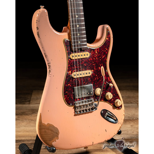 Shabat Lynx HSS Alder S-Style w/ Flame Roasted Maple & Rosewood – Shell Pink