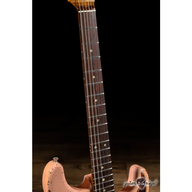 Shabat Lynx HSS Alder S-Style w/ Flame Roasted Maple & Rosewood – Shell Pink