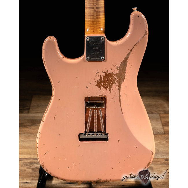 Shabat Lynx HSS Alder S-Style w/ Flame Roasted Maple & Rosewood – Shell Pink