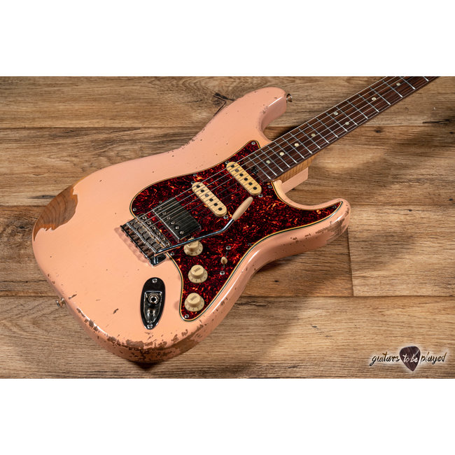 Shabat Lynx HSS Alder S-Style w/ Flame Roasted Maple & Rosewood – Shell Pink