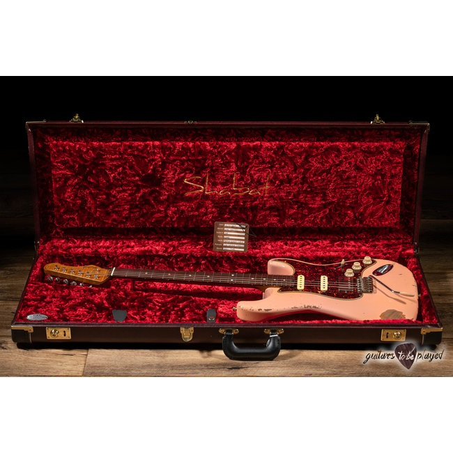 Shabat Lynx HSS Alder S-Style w/ Flame Roasted Maple & Rosewood – Shell Pink