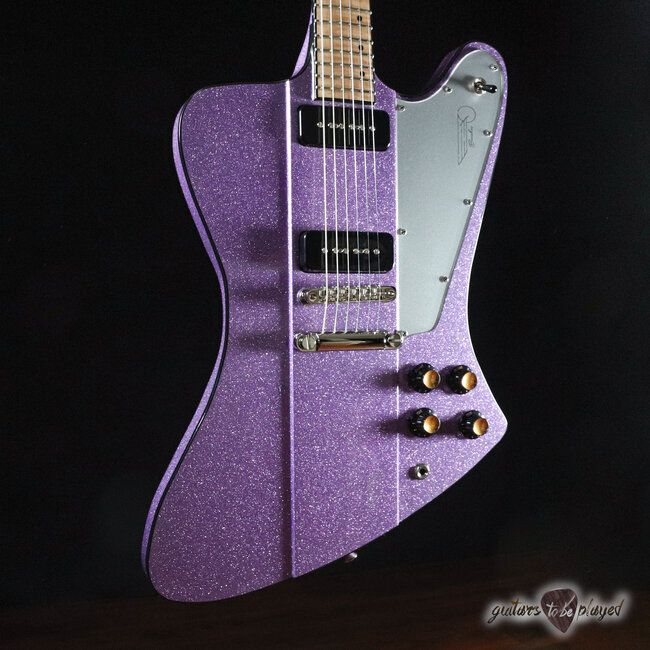 Kauer Banshee Flame Maple Fretboard P-90 Guitar – Amethyst Purple Flake