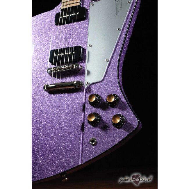 Kauer Banshee Flame Maple Fretboard P-90 Guitar – Amethyst Purple Flake