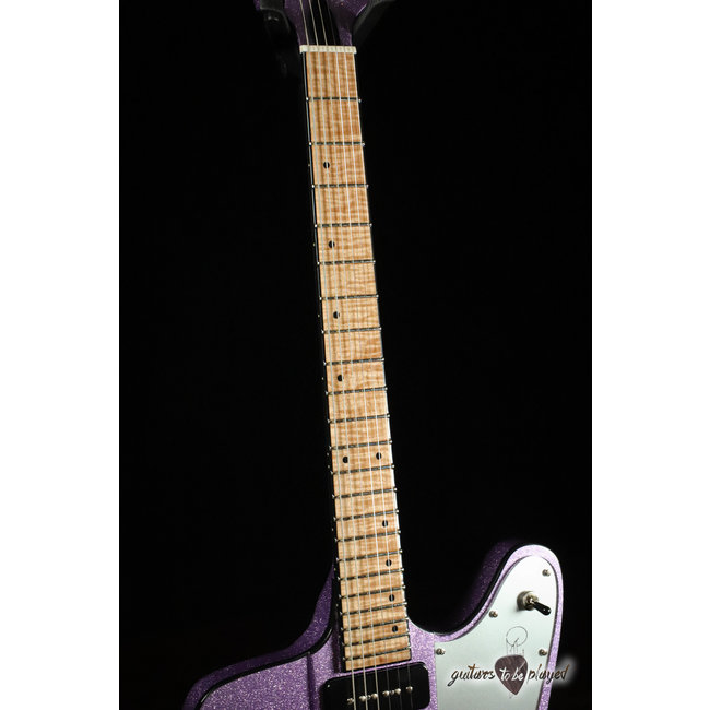 Kauer Banshee Flame Maple Fretboard P-90 Guitar – Amethyst Purple Flake