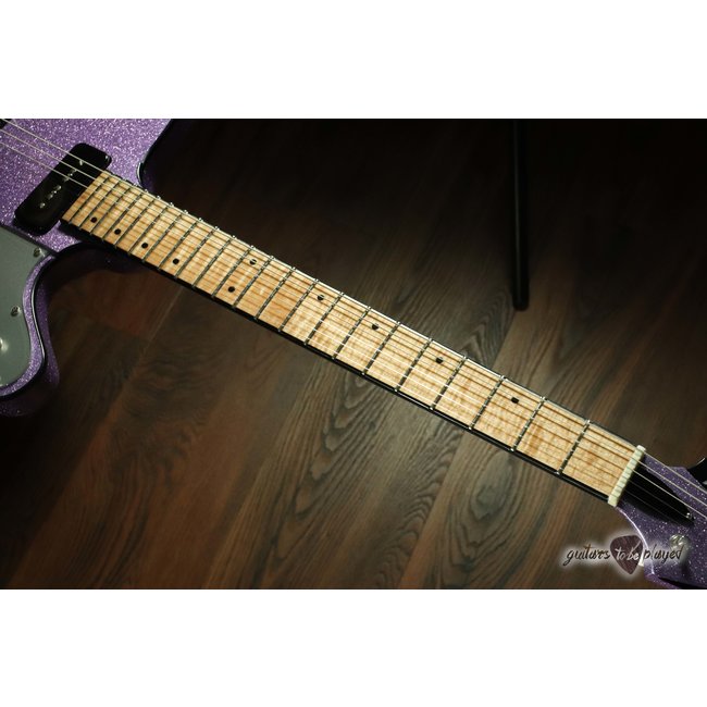 Kauer Banshee Flame Maple Fretboard P-90 Guitar – Amethyst Purple Flake