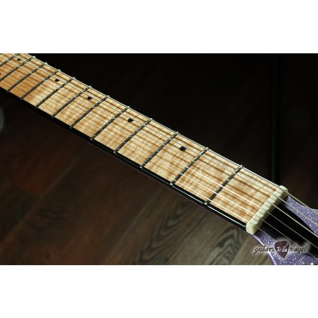 Kauer Banshee Flame Maple Fretboard P-90 Guitar – Amethyst Purple Flake