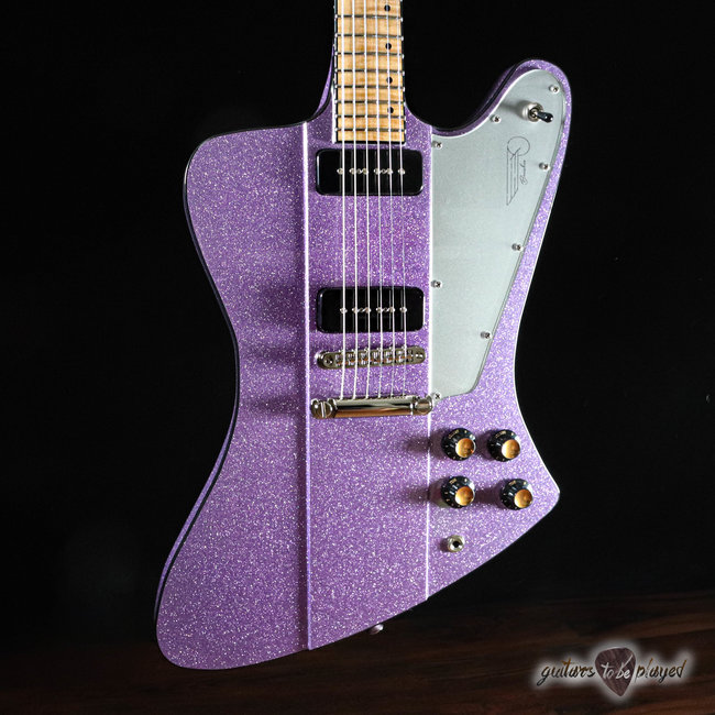 Kauer Banshee Flame Maple Fretboard P-90 Guitar – Amethyst Purple Flake