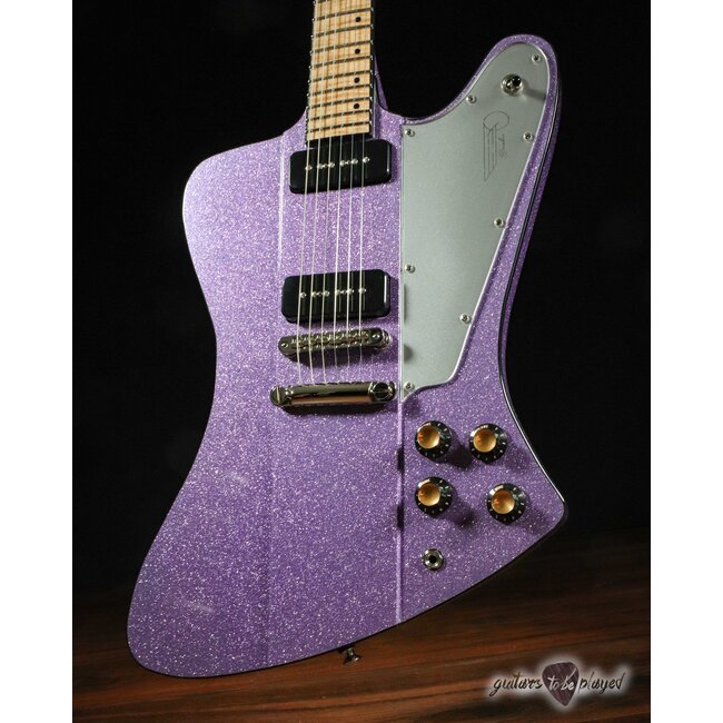 Kauer Banshee Flame Maple Fretboard P-90 Guitar – Amethyst Purple Flake