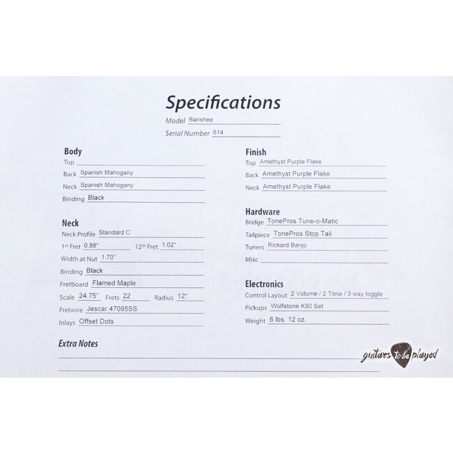 Kauer Banshee Flame Maple Fretboard P-90 Guitar – Amethyst Purple Flake