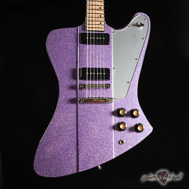 Kauer Banshee Flame Maple Fretboard P-90 Guitar – Amethyst Purple Flake