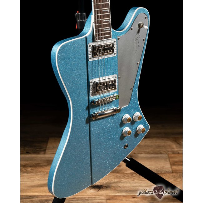 Kauer Banshee Mahogany Guitar w/ TV Jones PowerTrons – Blue Sky Flake