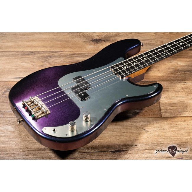 Shabat Panther P-Bass w/ Roasted Flame Maple & Ebony – Cosmic Blue