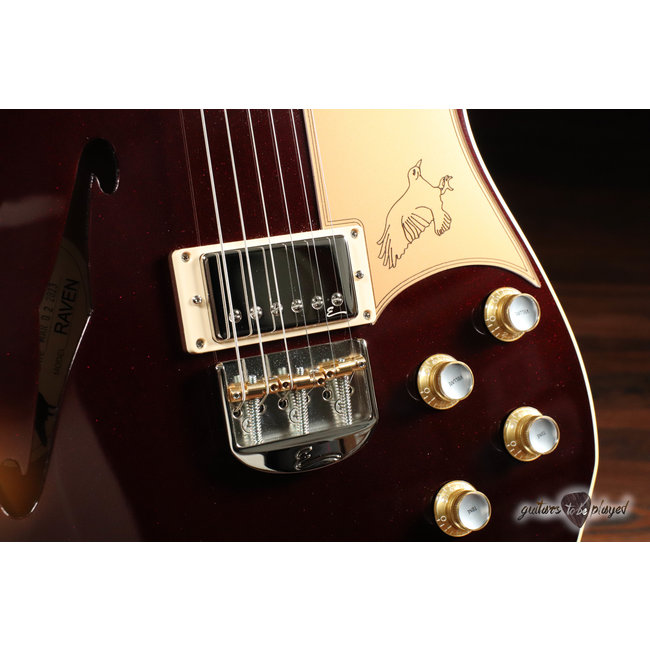 Elliott Raven Standard Spruce Top Semi-Hollow Guitar – Ruby Red Slipper