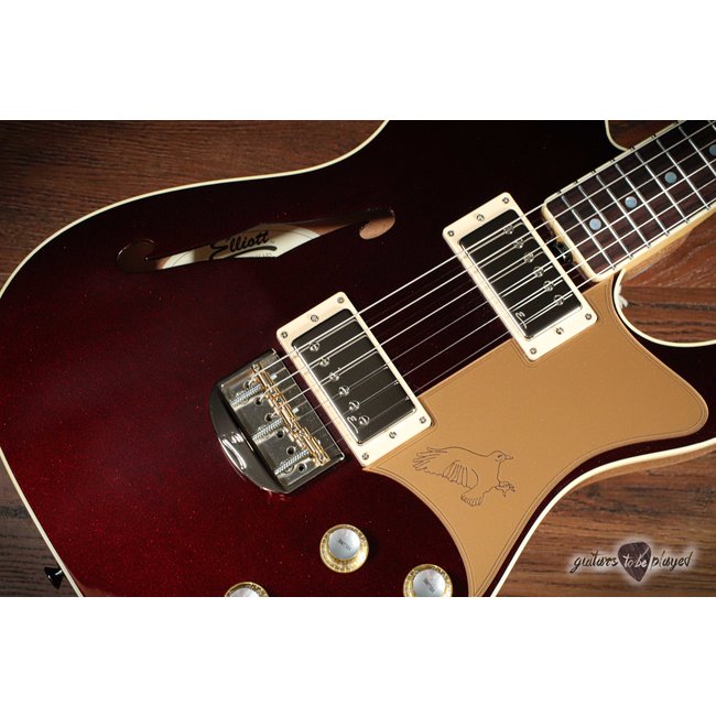 Elliott Raven Standard Spruce Top Semi-Hollow Guitar – Ruby Red Slipper